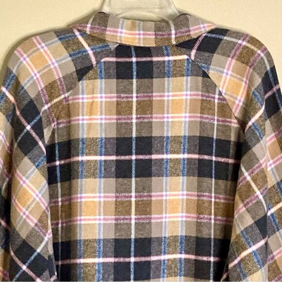 NEW Zara Oversized Plaid Shacket Overshirt Flannel Jacket Tan Pink Gray Size XL - Picture 13 of 16